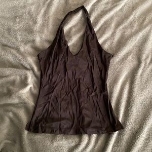 Silky Black V Neck Halter Top Size Small